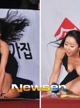 韓國女星許娜京紅毯意外摔倒甩奶狂走光
