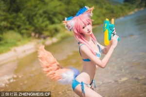 【COS正片】FGO玉藻前泳装cos,小玉泳衣ver山水优美泳装